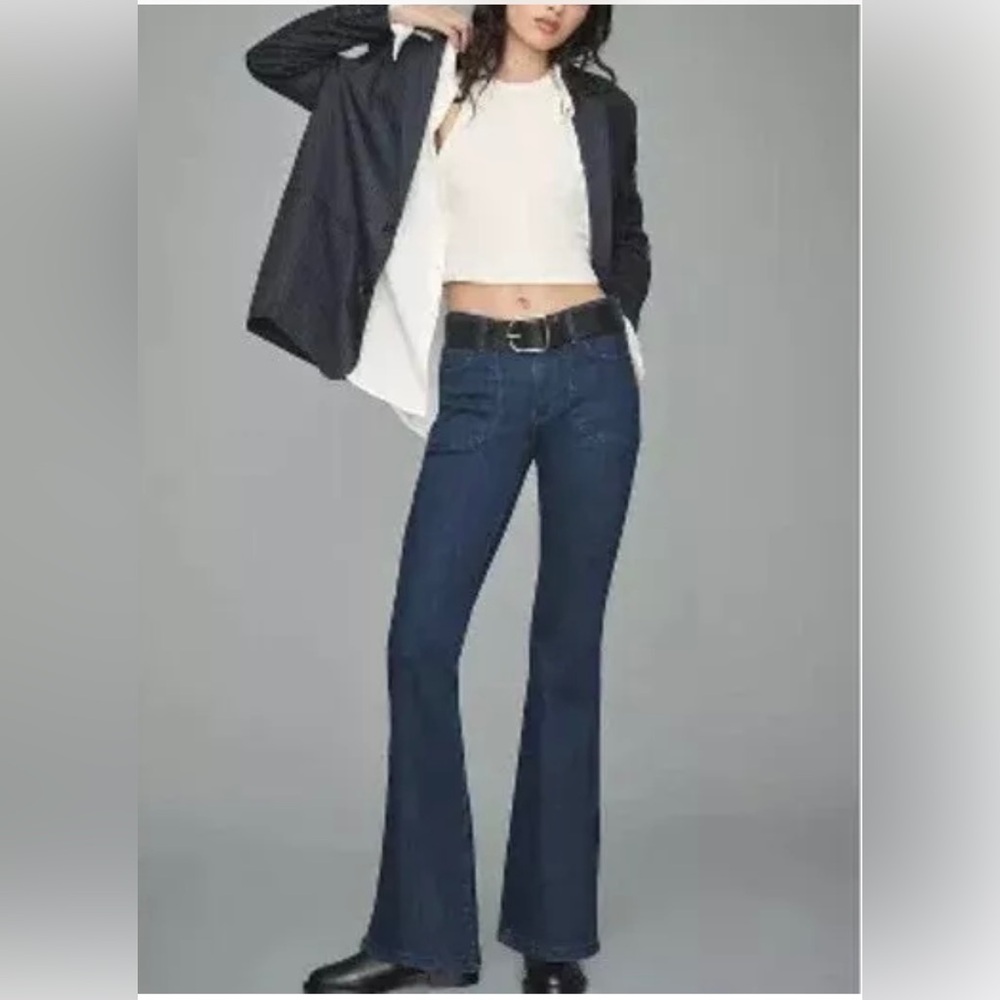 Pilcro High Rise Flare Leg Jeans Women Sz 31 Medium Wash Y2K Retro Hippie 70s